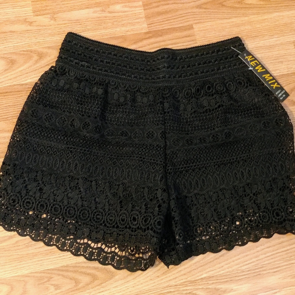 Black lace shorts